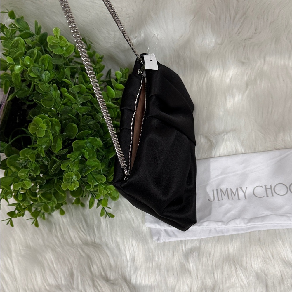 Jimmy Choo Black Clutch with Silver Chain - Picture 7 of 7